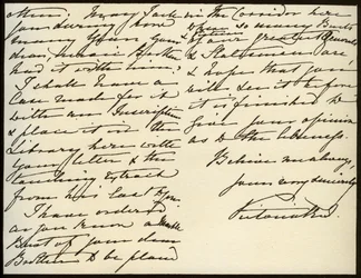 Carta da rainha Victoria a Mary Augusta Gordon, castelo de Windsor, 16 de março de 1885