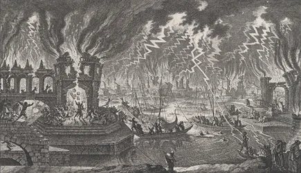 Vista de uma conflagração, século XVIII.