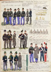 Uniformes e distintivos do governo provisório da Toscana por Quinto Cenni, placa de cor