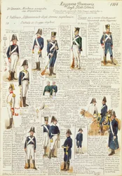 Uniformes na época do governo provisório dos Estados da Estensi por Quinto Cenni, placa de cor