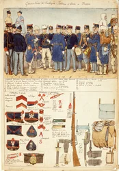 Fardas de Grenadiers da Sardenha, infantaria de linha, tropa do Reino da Itália, placa colorida por Quinto Cenni