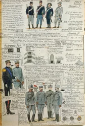 Uniformes do exército italiano durante a Primeira Guerra Mundial, por Quinto Cenni, prancha a cores