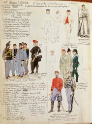 Uniformes do exército do sul da Itália do governo provisório de Quinto Cenni, placa colorida