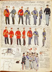 Uniformes de várias forças do Reino de Itália por Quinto Cenni, placa de cor