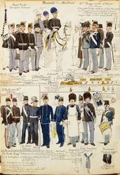 Vários uniformes do Duchy of Modena de Quinto Cenni, placa de cor