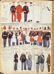 Vários uniformes do Ducado de Parma de Quinto Cenni, placa de cor
