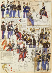 Vários uniformes do Grão-Ducado da Toscana por Quinto Cenni, placa de cor