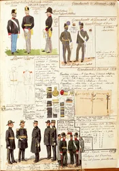 Vários uniformes do Grão-Ducado da Toscana por Quinto Cenni, placa de cor