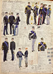 Vários uniformes do Reino de Itália por Quinto Cenni, placa de cor