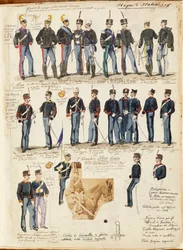 Vários uniformes do Reino de Itália por Quinto Cenni, placa de cor