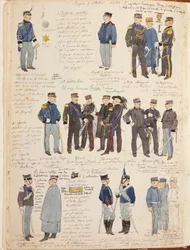 Vários uniformes do Reino de Itália por Quinto Cenni, placa de cor