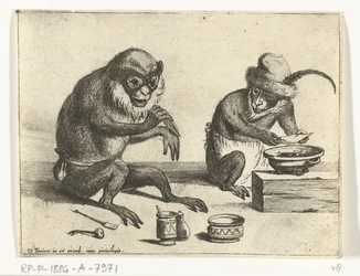 Um macaco faz uma bandagem Várias empresas da vida humana apresentadas por macacos (título da série) o jogo do macaco no mundo (título da série)