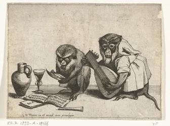 Dois macacos fazem música
Vários actos de vida humana representados por macacos (título da série)