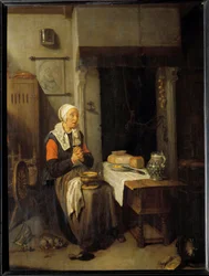 Le benedicite Painting by Quinringh (Quiringh) Gerritsz Van Brekelenkam (1620-1668) 1648 Sun. 0,54x0,41 m