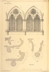 Janelas no saguão do mosteiro, Cluny, de "Exemplos da arquitetura municipal, comercial e de rua da França e da Itália do século XII ao século XV", 1841