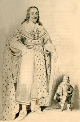 Jeffery Hudson, 30 anos, 18 polegadas de altura. - Anão ao rei Charles o primeiro, 1821.