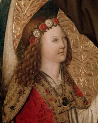 Um anjo, detalhe do retábulo de São Bernardino de Siena (óleo sobre painel