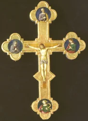 Cruz processada com santos franciscanos (frente)