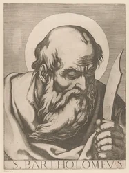 São Bartolomeu S. Bartolomeu (título no objeto) Cristo, Maria e os Doze Apóstolos (título da série) Il sacrato collegio apostolico (título da série)