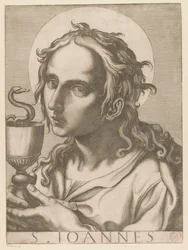 João, o Evangelista
S. Ioannes (título sobre o objecto)
Cristo, Maria e os doze apóstolos (título da série)
Il sacrato collegio apostolico (título da série)