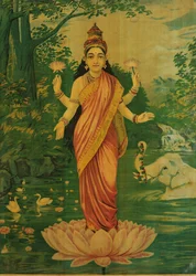 Lakshmi, de Raja Ravi Varma e Ravi Varma Press, década de 1930