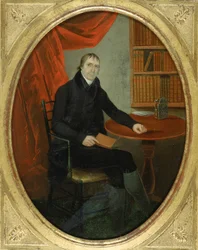 Retrato de um relojoeiro de Connecticut, ca. 1800.