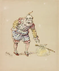 Billy Purvis roubando o pacote, 1876 (lápis e wc no papel)