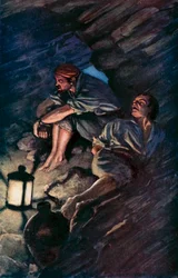Ilustração para Robinson Crusoe de Daniel Defoe (cor litho)