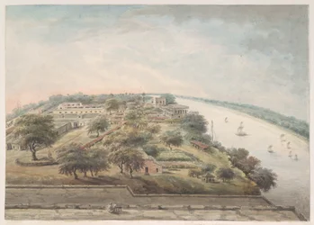 Vista de cima do armazém de ópio em Patna