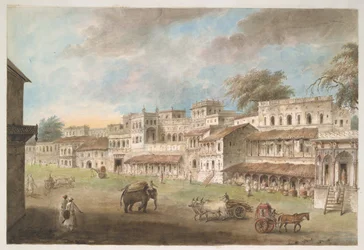 Vista de um dos lados da rua principal da cidade indiana de Patna
