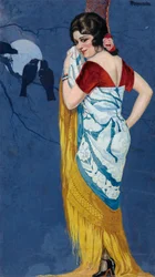 Jovem Mulher a Sorrir ao Luar, c.1925 (guache sobre papel)