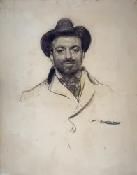 "Retrato do pintor e fotógrafo espanhol Jose Maria Sert (1874-1945) Desenho a carvão de Ramon Casas (1866-1932) 1904 Colecção privada