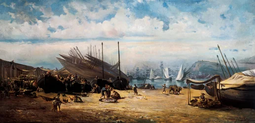 Barceloneta (distrito central de Barcelona). Pintura de Ramon MARTI i ALSINA (1826-1894)
