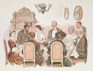 Uma cena de jantar.