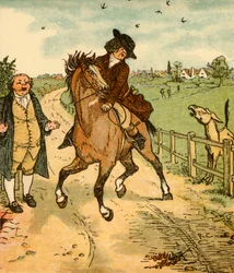 O cavalo de John Gilpins está alarmado com um burro, 1878, c1918.
