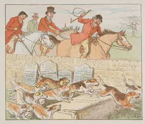 Agora o Pastor tinha um par para casar quando os Cães de Caça vinham à vista , de The Hey Diddle Diddle Picture Book, pub.1882 (gravação a cores)