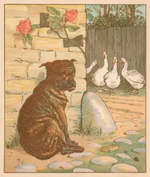 O cachorro que preocupou o gato ..., c1878.