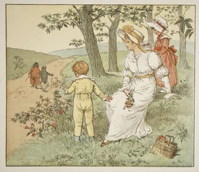 Andando ao corredor de Mousey, ilustração &39;de uma rã ele A-Wooing vai&39;, bar. de Frederick Warne und Co.