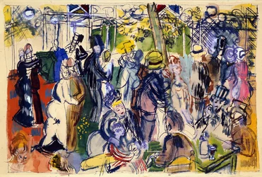 Le Moulin de la Galette (aguarela, caneta e tinta)