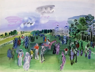Hipódromo de Chantilly (guache e aguarela)