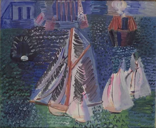 Barcos à vela no porto de Le Havre, c.1925 (óleo sobre tela)