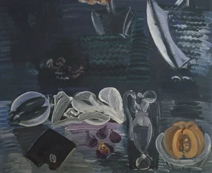 Natureza-morta com o mar em pano de fundo