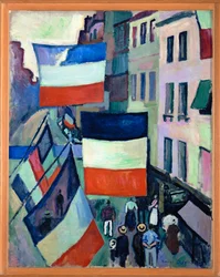 Rua com bandeiras (óleo sobre tela)
