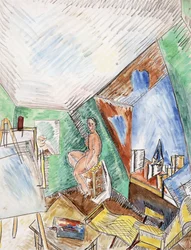 O ateliê do artista, rue Séguier em Paris, c. 1909