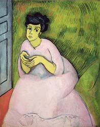 A mulher de cor-de-rosa