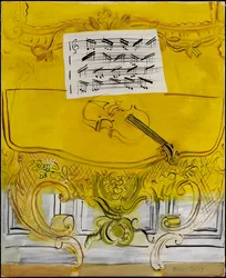 A consola amarela com um violino