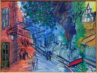 Comboio para a estação. Pintura de Raoul Dufy (1877-1953), óleo sobre tela. Arte francesa, século XX. Museu La Piscine, Roubaix.