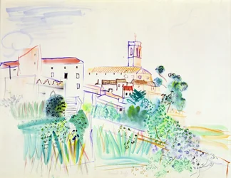 Aldeia na Provença (aguarela sobre papel)