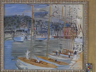 Iates no porto de Deauville (óleo sobre tela)