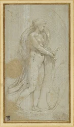 Alegoria da Gramática (ponto metálico e cor branca do corpo sobre papel)